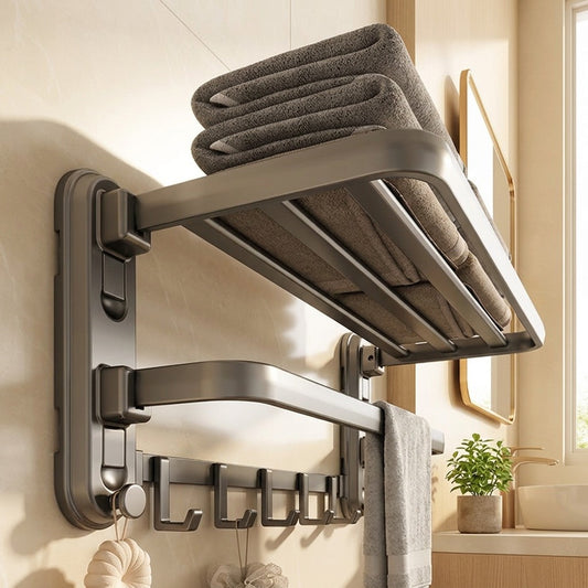 Gripdry™ Gunmetal Suction Cup Towel Rack in a calm home setting