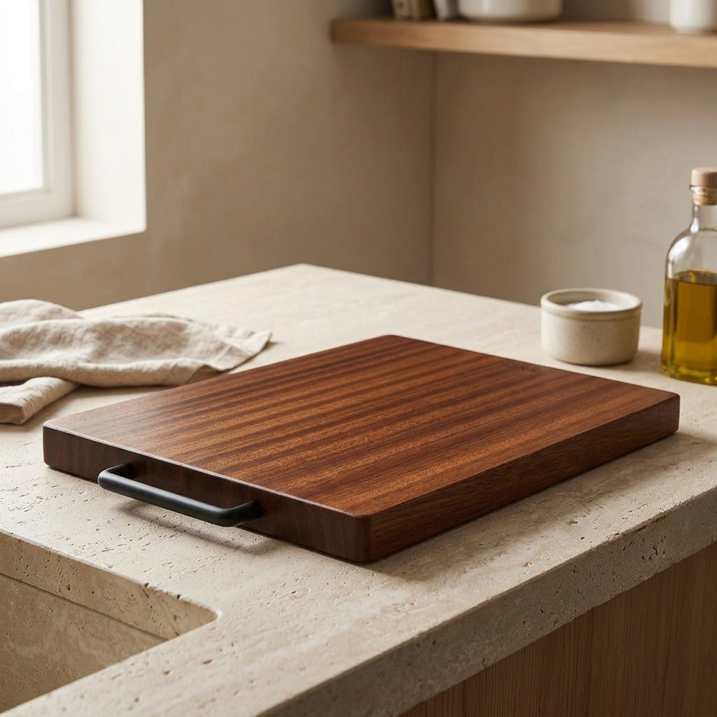 Ebonychop™ Ebony Wood Cutting Board, styled close view