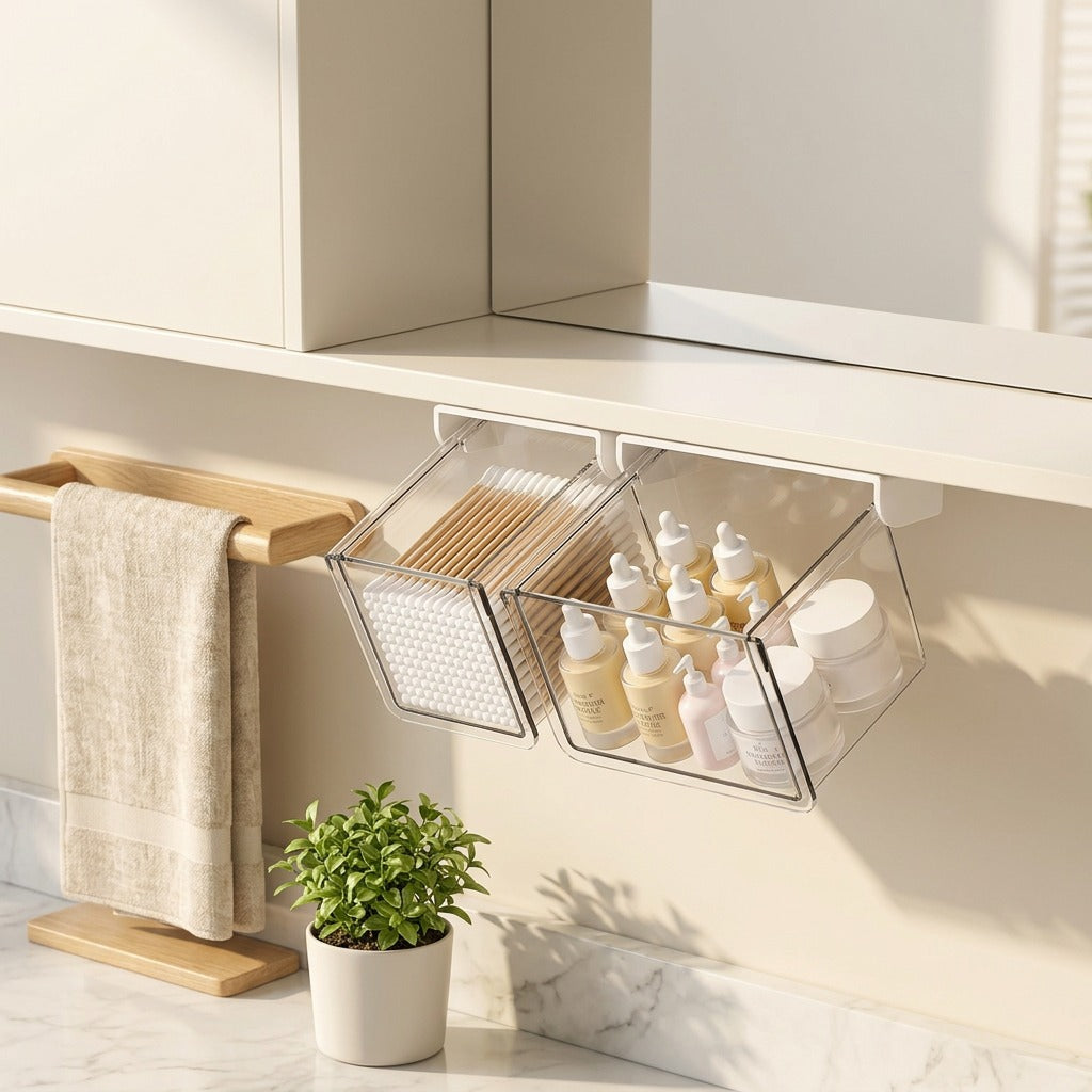 Hangmirror™ No-Drill Hanging Mirror Cabinet Storage Box in a calm home setting