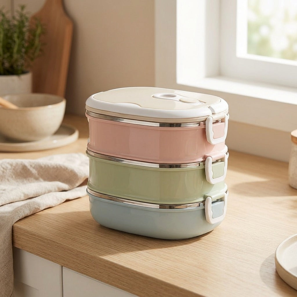 Mealhold™ 304 Stainless Steel Insulated Lunch Box, styled close view