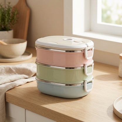 Mealhold™ 304 Stainless Steel Insulated Lunch Box, styled close view