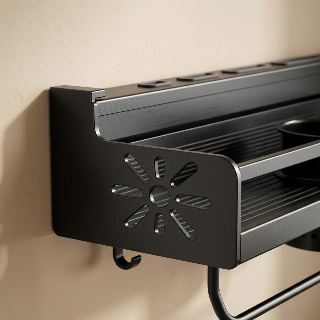 Wallstore™ Metal Wall-Mounted Kitchen Storage Rack, material and detail close-up