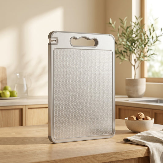 Chopboard™ Stainless Steel Cutting Board in a calm home setting