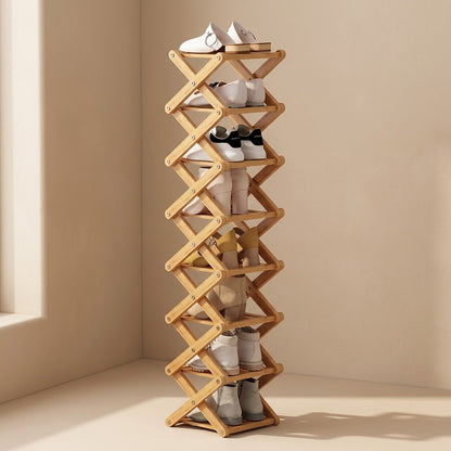 Bendrack™ Bamboo Foldable Shoe Rack