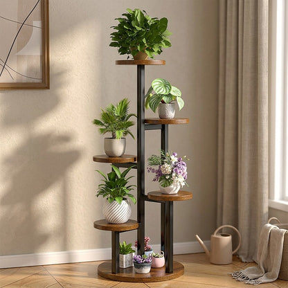 Vinerail™ Wrought Iron Flower Pot Rack, styled close view