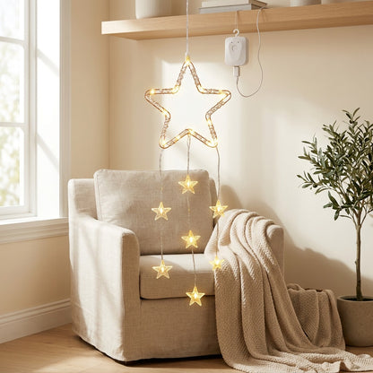 Starflicker™ Christmas Star String Lights in a calm home setting