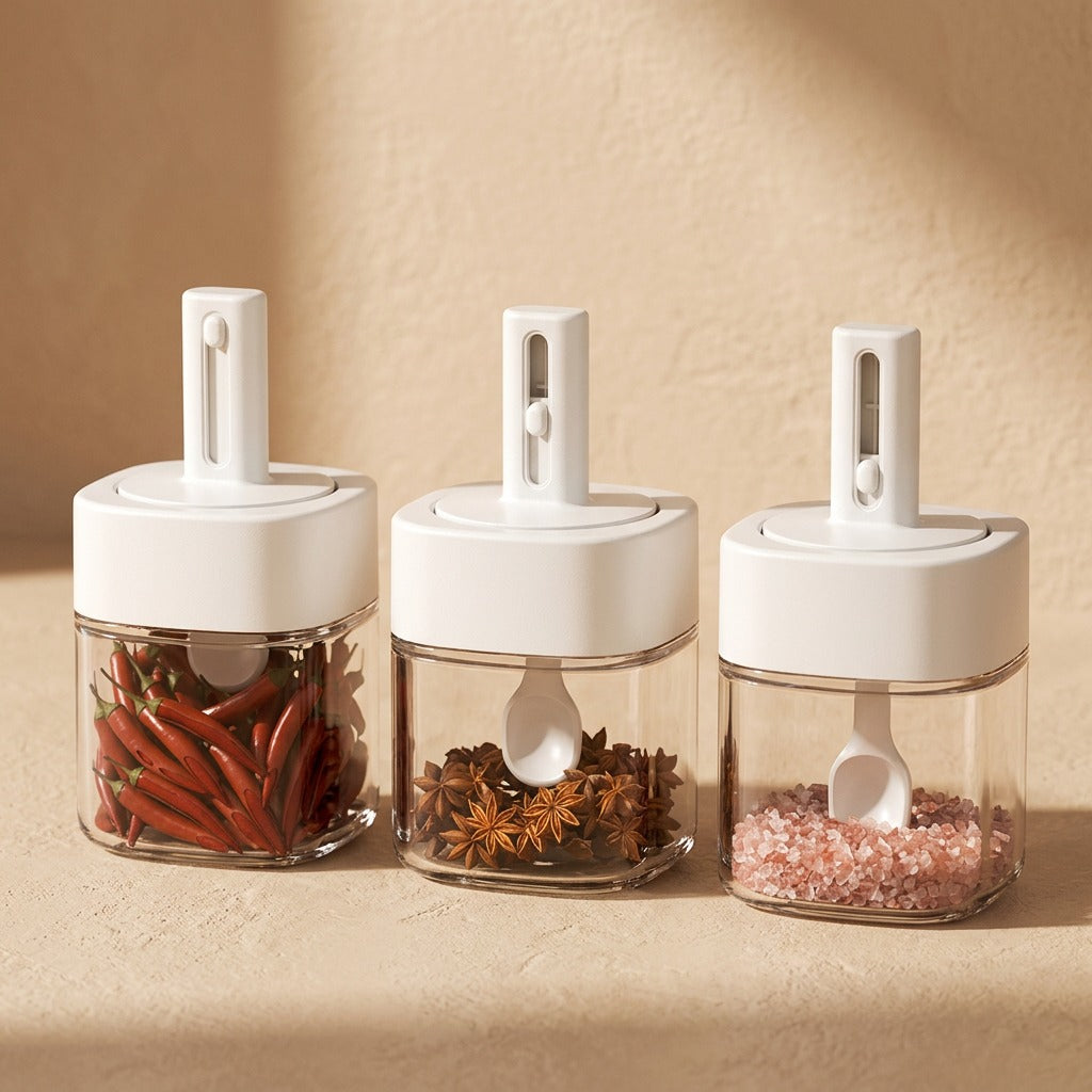 Herbduo™ Glass Seasoning Box Set, material and detail close-up
