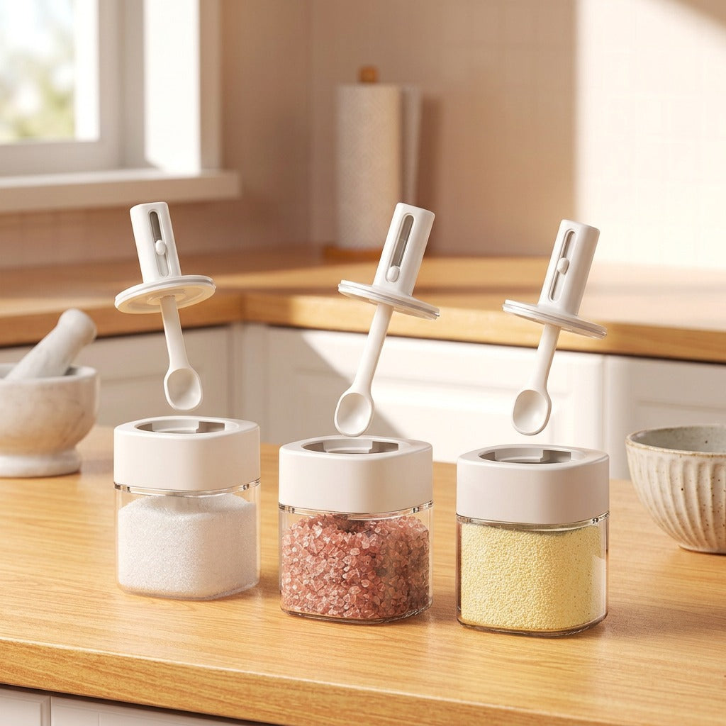 Herbduo™ Glass Seasoning Box Set, styled close view