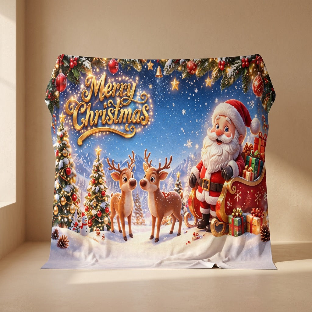 Santascene™ Santa Claus Christmas Backdrop Fabric