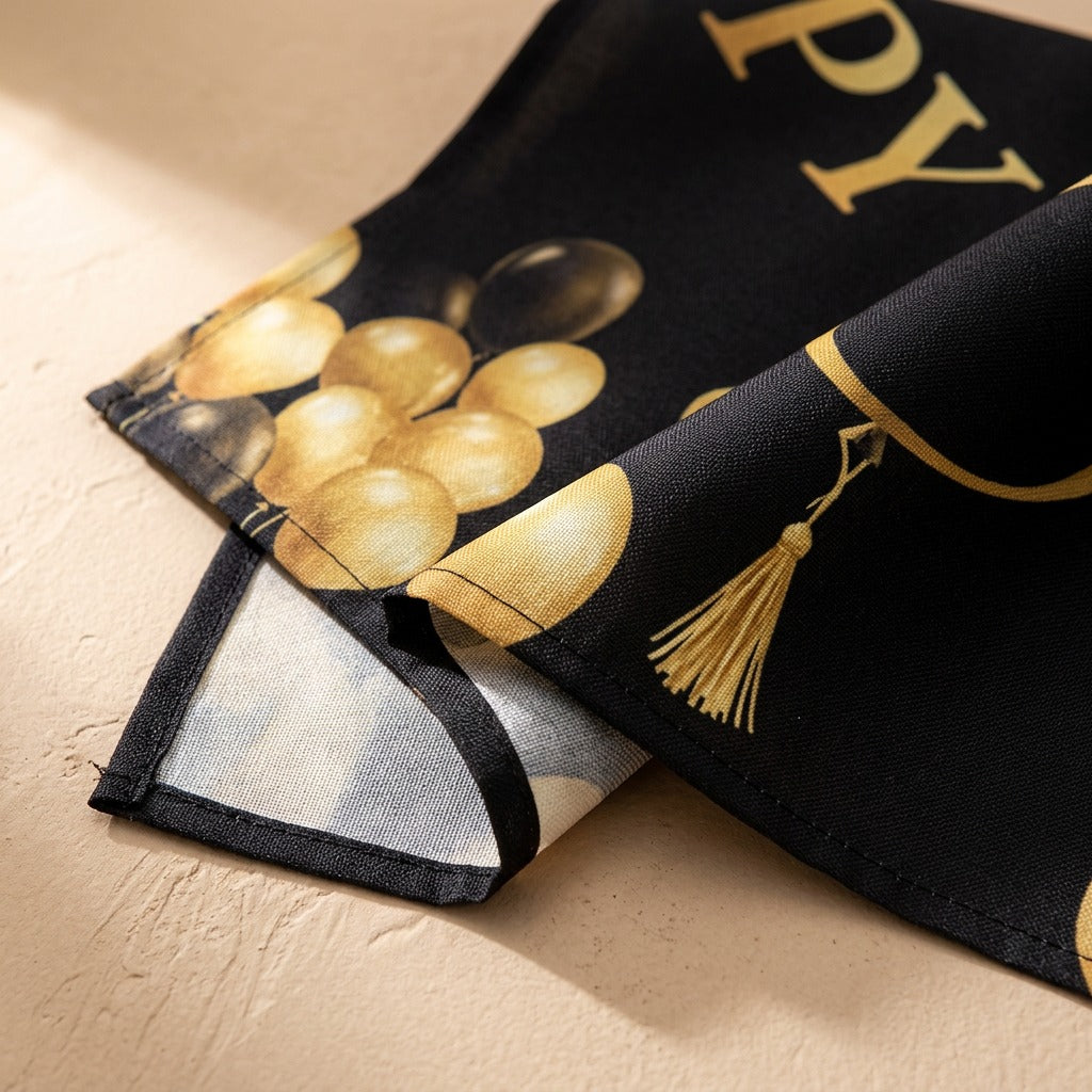 Partyframe™ Polyester Party Banner Backdrop, material and detail close-up