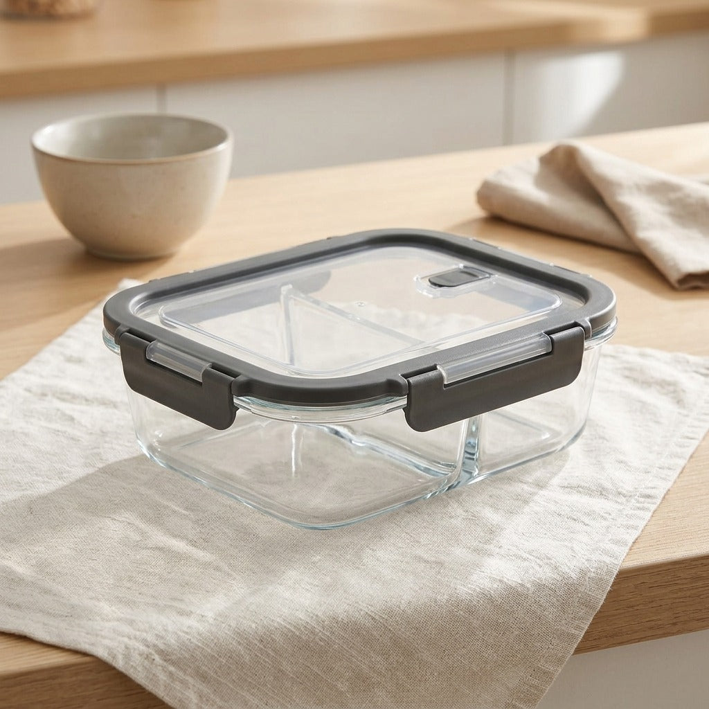 Glassnest™ High Borosilicate Glass Lunch Box, styled close view