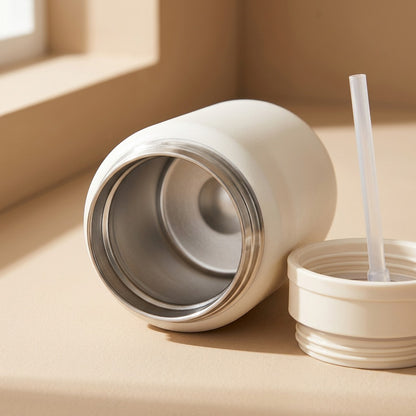 Siptoast™ Stainless Steel Straw Thermos Cup, material and detail close-up