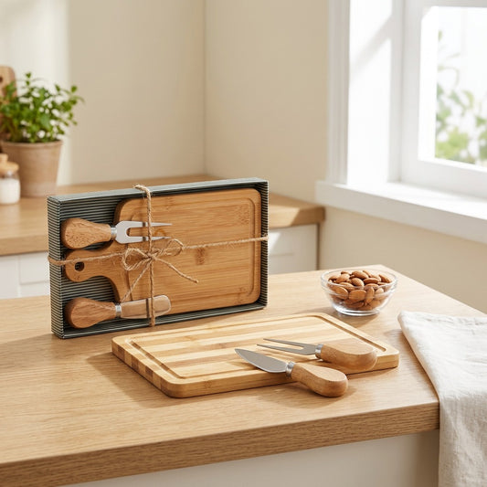Chopgrain™ Bamboo Cutting Board Gift Box in a calm home setting