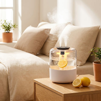 Spraymist™ Four-Spray Desktop Air Humidifier in a calm home setting