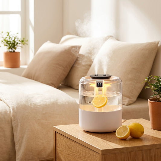 Spraymist™ Four-Spray Desktop Air Humidifier in a calm home setting