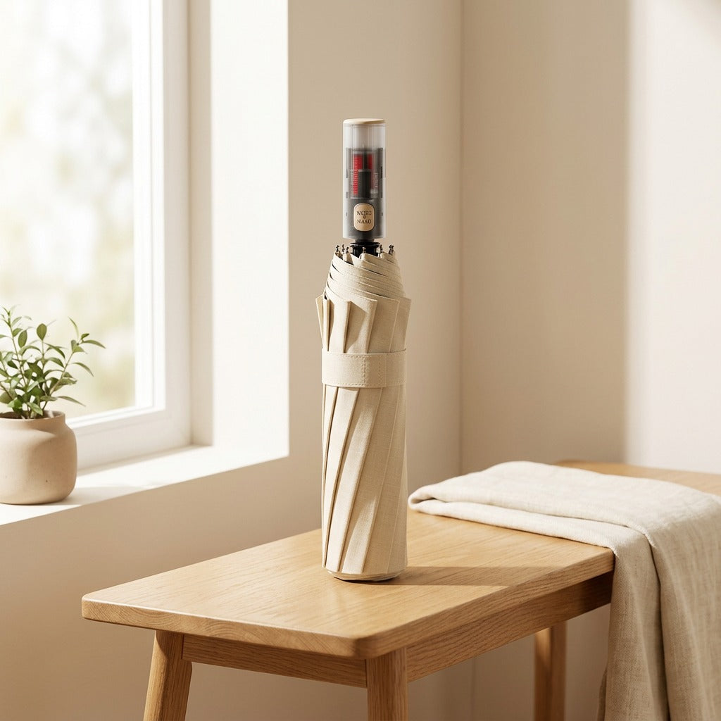 Stormsnap™ Fully Automatic Sun And Rain Umbrella in a calm home setting