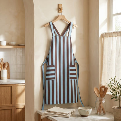 Lineweft™ Striped Polyester Apron in a calm home setting