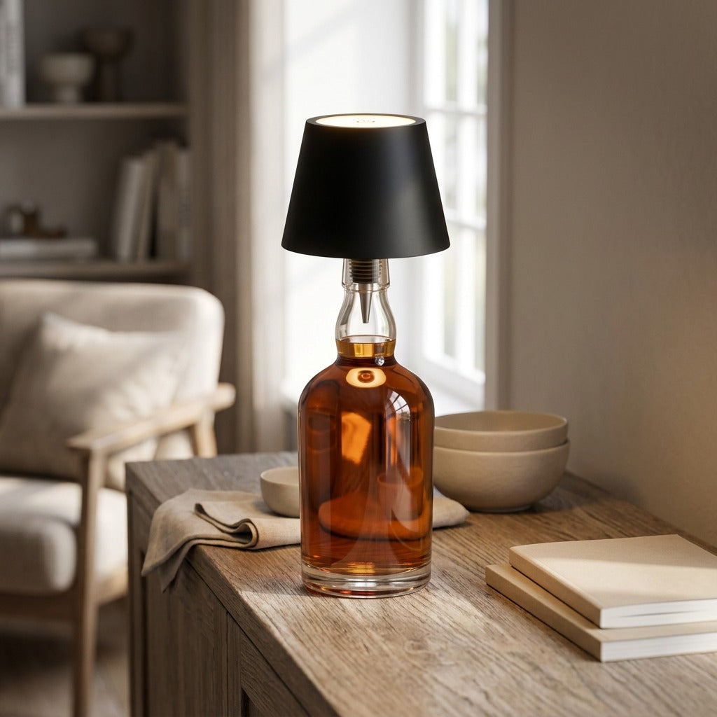 Bottlebeam™ Rechargeable Bottle Lamp, styled close view