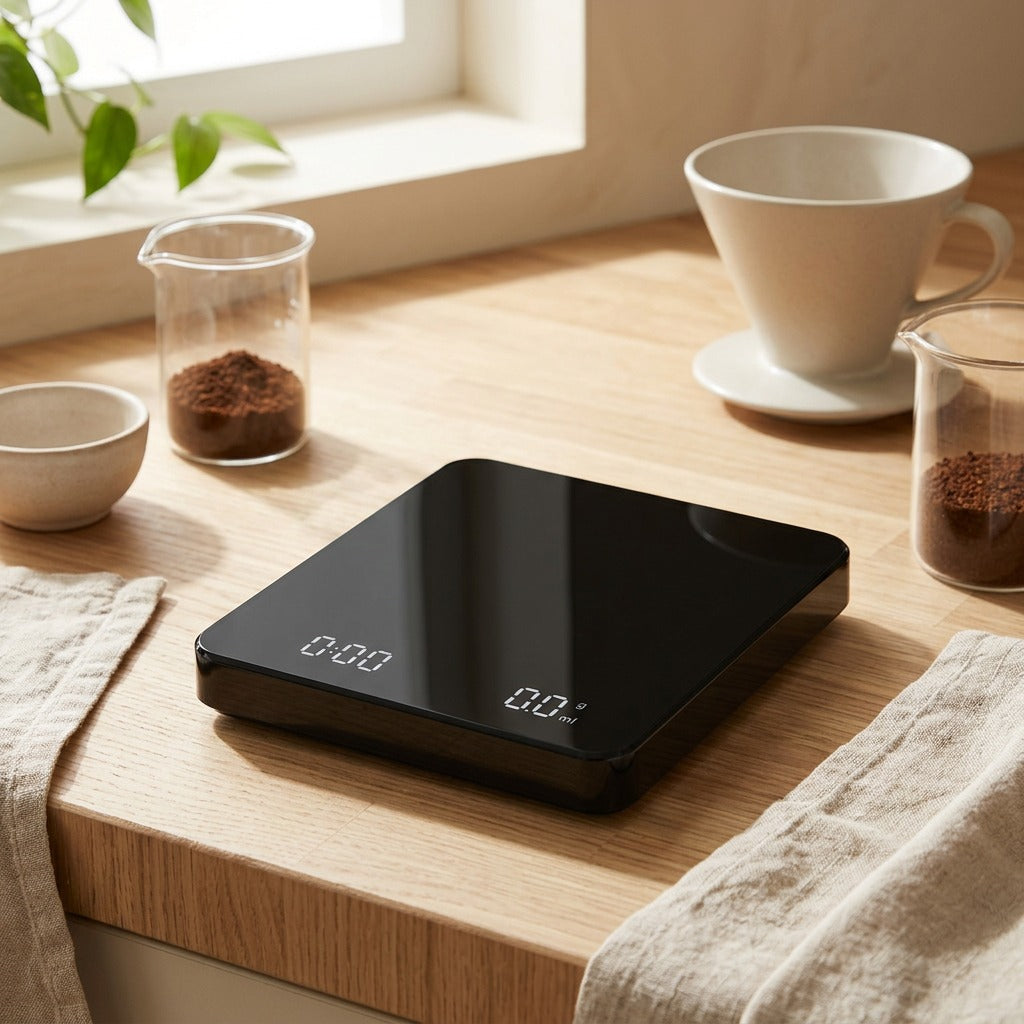 Pinchweigh™ 3kg Electronic Kitchen Scale in a calm home setting