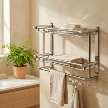 Towelgleam™ Stainless Steel Bathroom Towel Rack in a calm home setting
