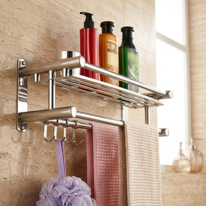 Towelgleam™ Stainless Steel Bathroom Towel Rack, styled close view