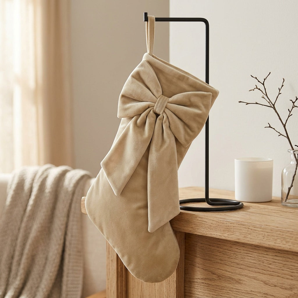 Yuletide™ Cloth Christmas Stocking Ornament, styled close view