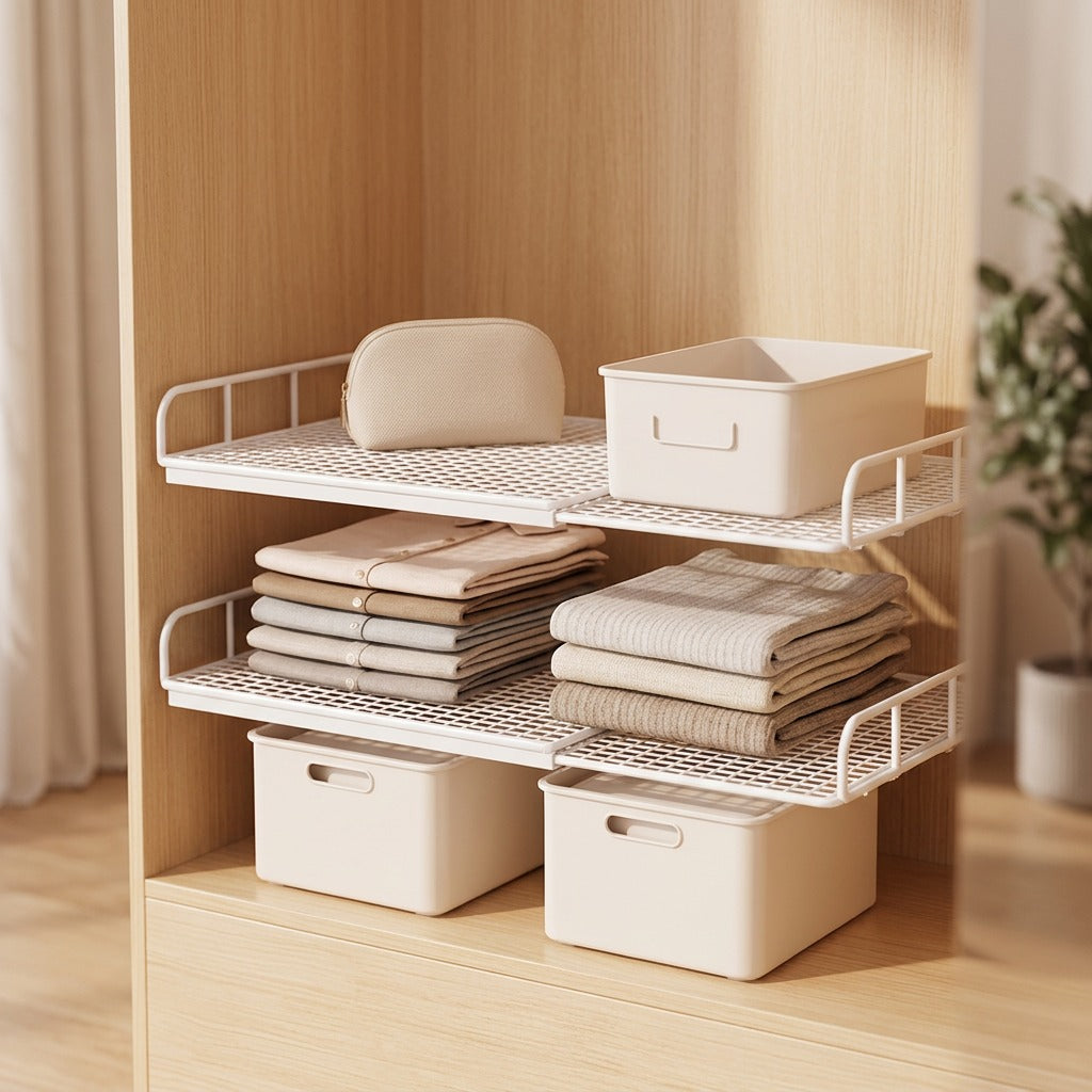 Closetrack™ Carbon Steel Wardrobe Storage Rack, styled close view