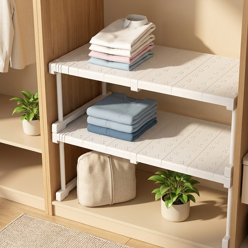 Shelfslide™ Retractable Carbon Steel Cabinet Shelf in a calm home setting