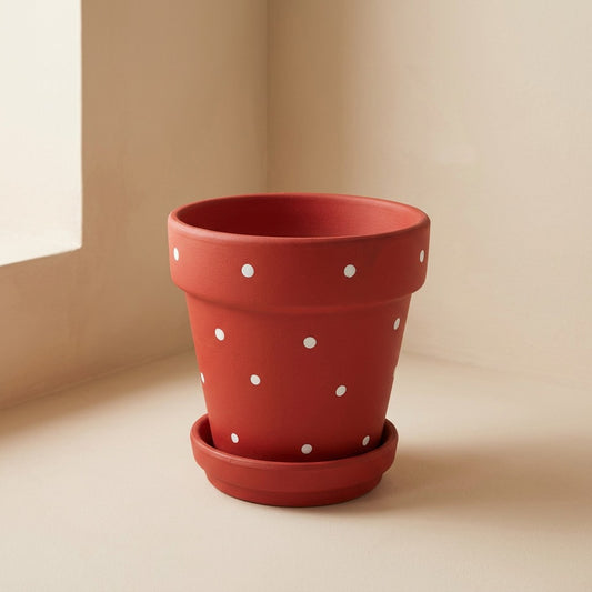 Dotclay™ Red Polka Dot Ceramic Flower Pot