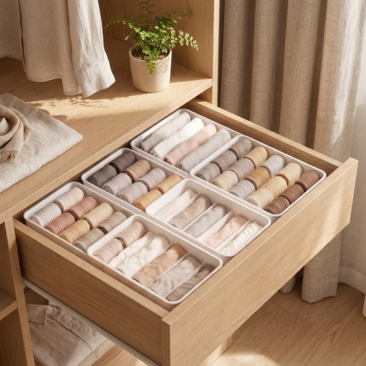 Briefcubby™ PP Underwear Storage Organizer in a calm home setting