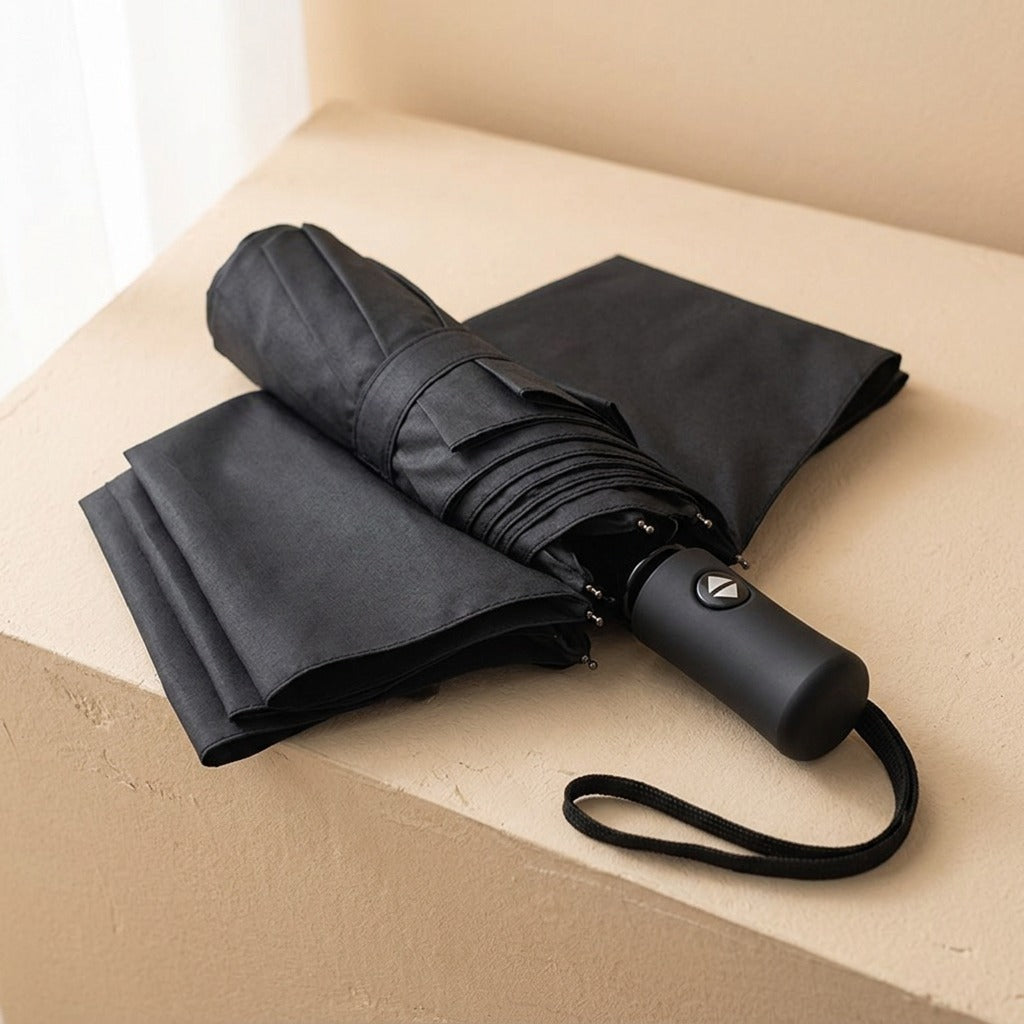 Rainshade™ Black Rubber Advertising Umbrella, material and detail close-up
