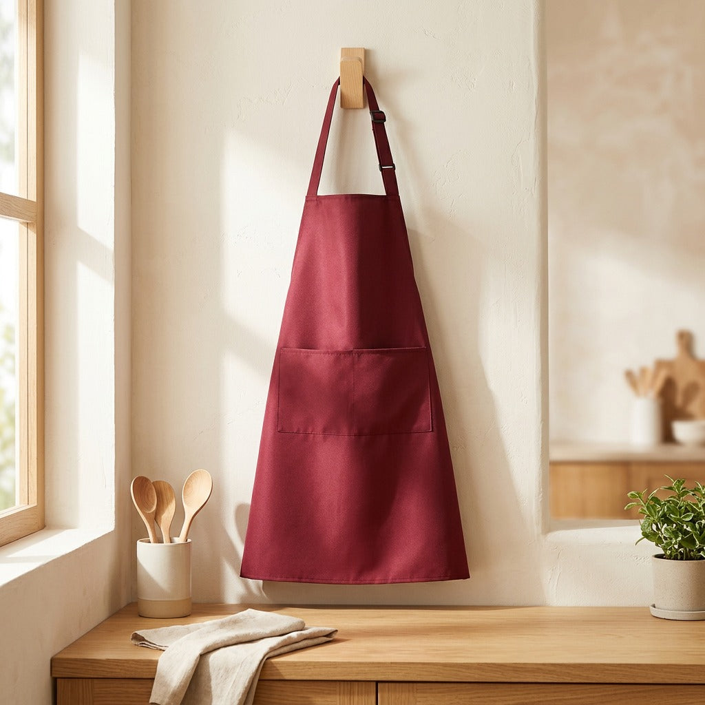 Printwear™ Large Polyester Printed Logo Advertising Apron in a calm home setting