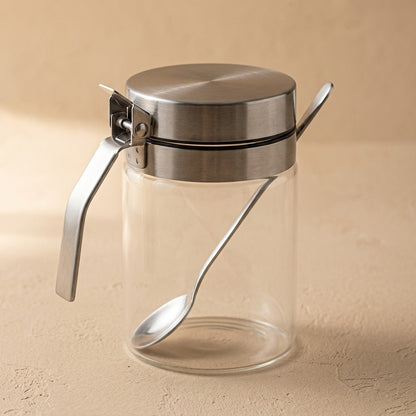 Seasonspoon™ Glass Seasoning Jar With Spoon, material and detail close-up