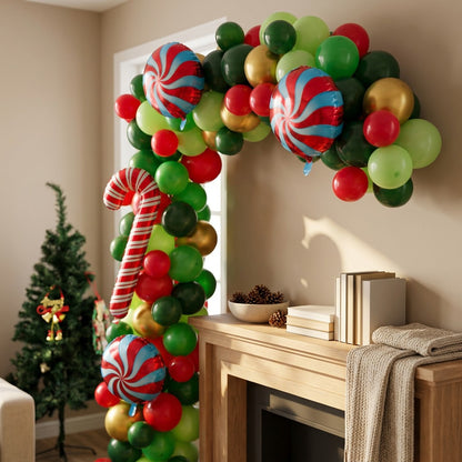Clauschain™ Santa Claus Christmas Balloon Chain, styled close view