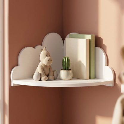 Cloudcubby™ Cloud Wooden Wall Storage Rack, styled close view