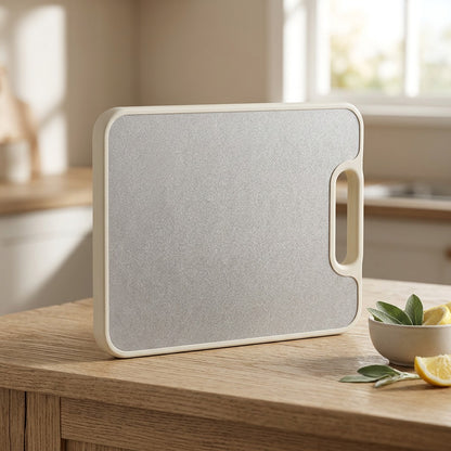 Titanprep™ Pure Titanium Cutting Board, styled close view