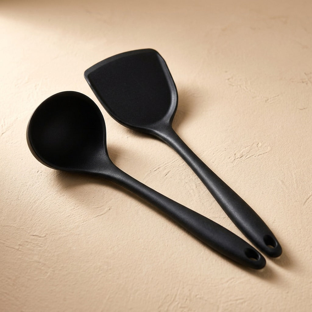 Stirscoop™ Silicone Spoon And Spatula Set, material and detail close-up