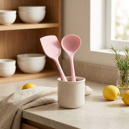 Stirscoop™ Silicone Spoon And Spatula Set, styled close view