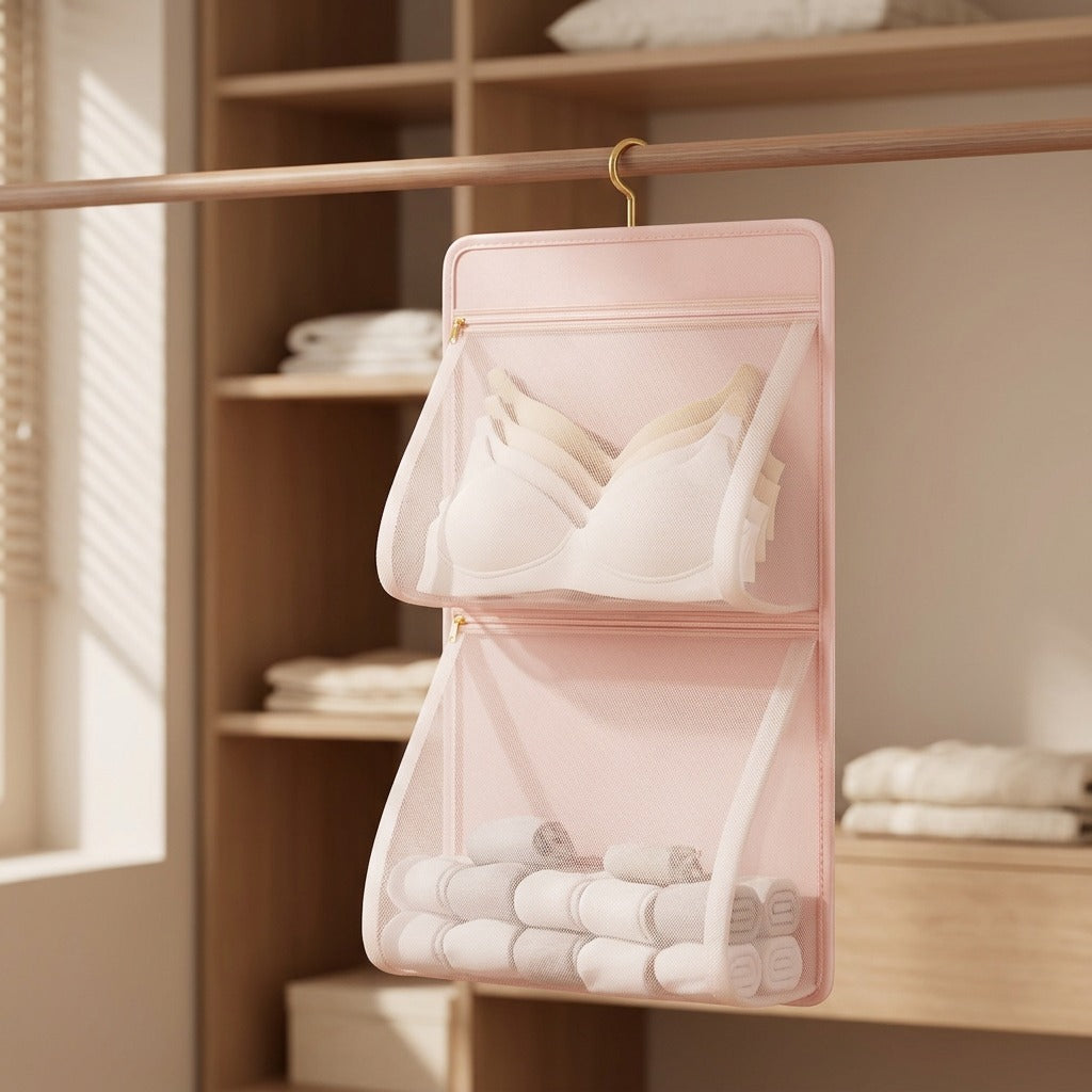 Meshstow™ Polyester Mesh Hanging Storage Bag, styled close view