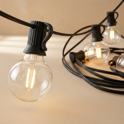 Gleamstrand™ G40 Warm White String Lights, material and detail close-up