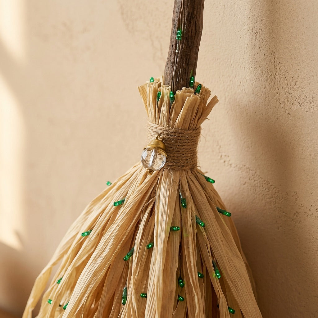 Broomsway™ Halloween Moving Broom Decoration, material and detail close-up