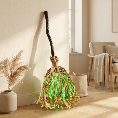 Broomsway™ Halloween Moving Broom Decoration in a calm home setting