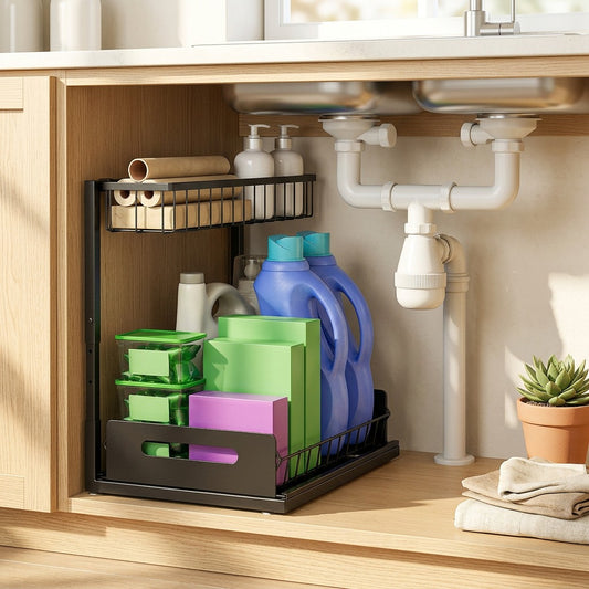 Sinktier™ Iron Kitchen Sink Storage Rack in a calm home setting