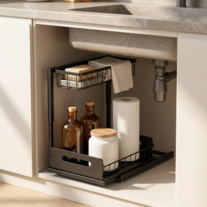 Sinktier™ Iron Kitchen Sink Storage Rack, styled close view