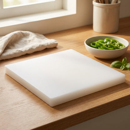 Flipchop™ Double-Sided Plastic Cutting Board, styled close view