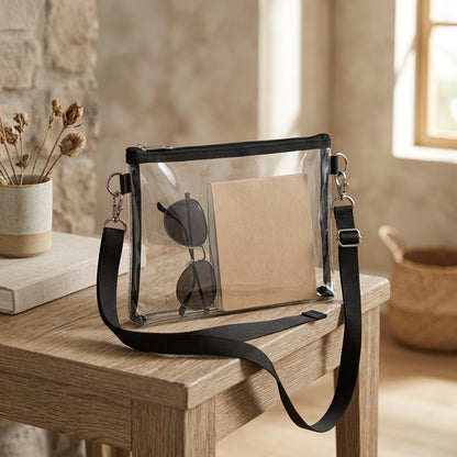 Clearsling™ Transparent PVC Crossbody Bag, styled close view