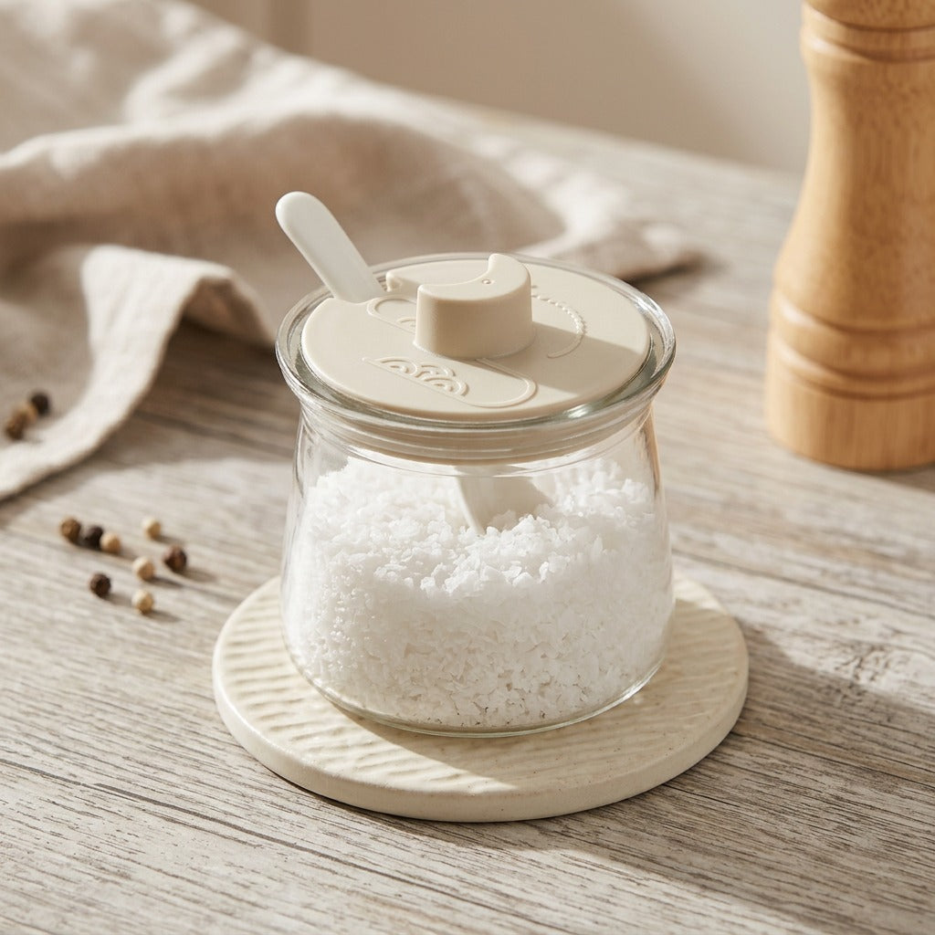 Spicehaven™ Glass Seasoning Jar With Lid, styled close view