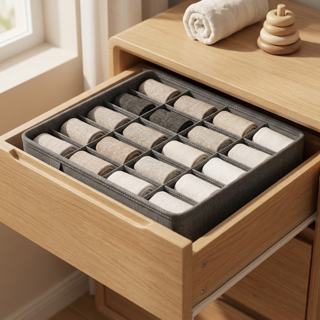 Drawernest™ Cationic Drawer Storage Box, styled close view