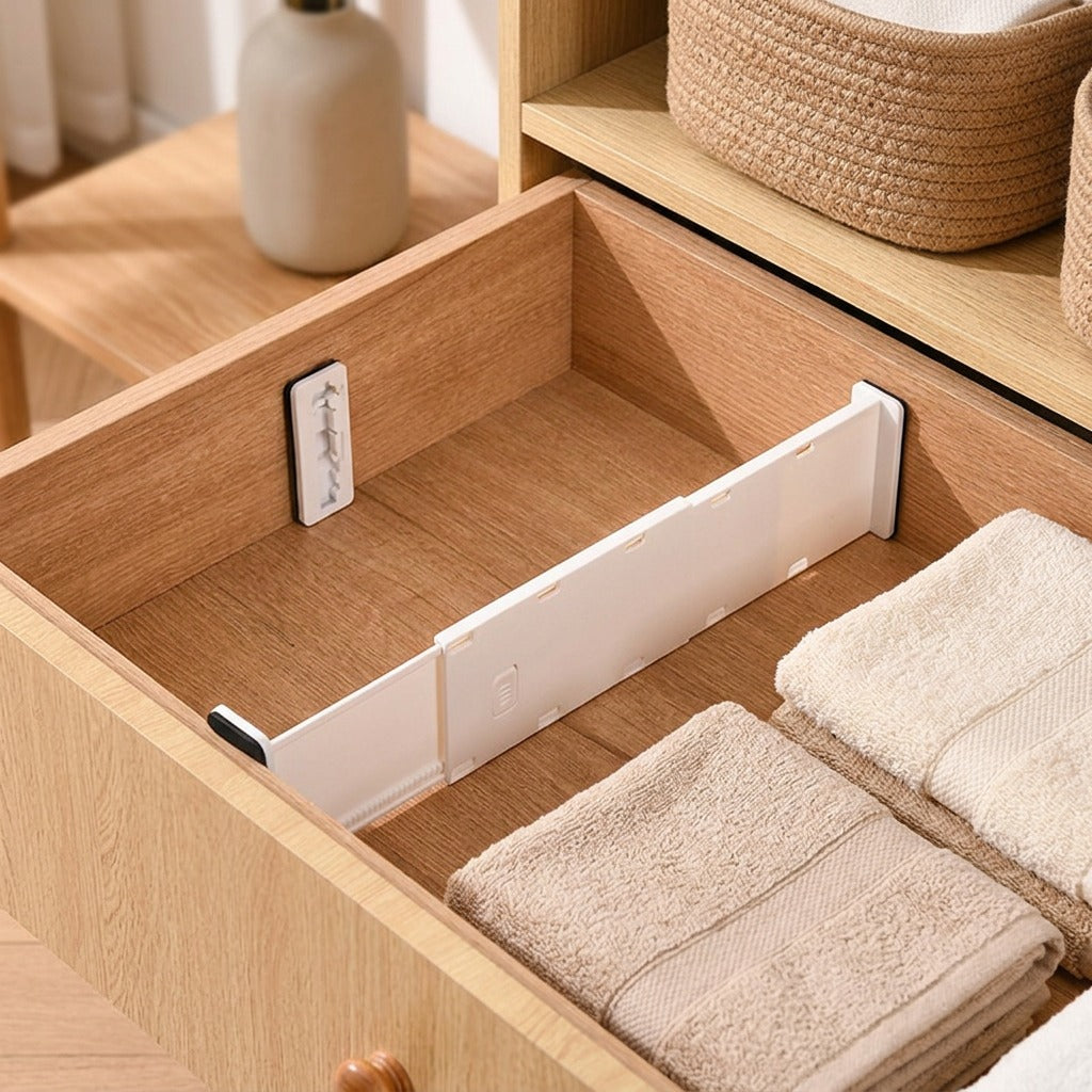 Slidewall™ Plastic Drawer Telescopic Partition, styled close view