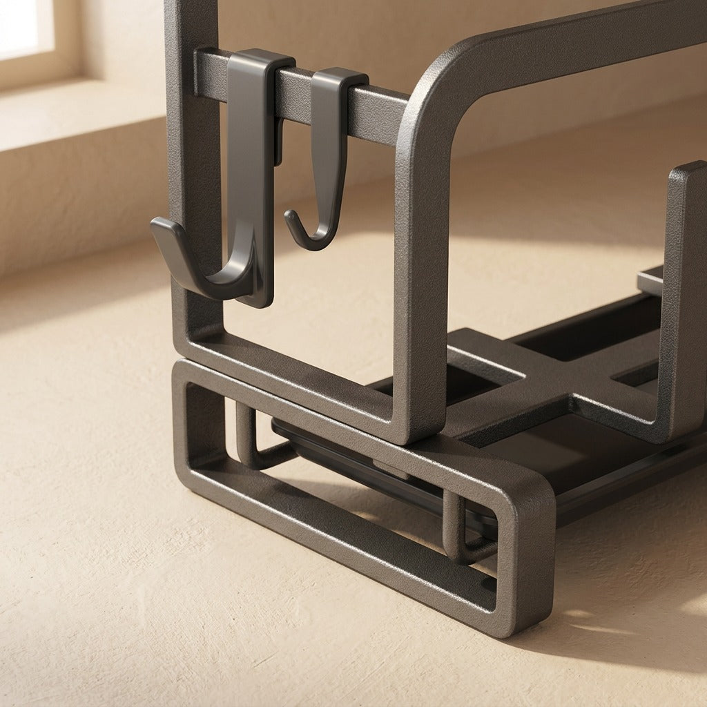 Kniferow™ Carbon Steel Kitchen Knife Rack, material and detail close-up